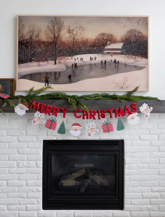 Puffy Red Velvet Merry Christmas Banner