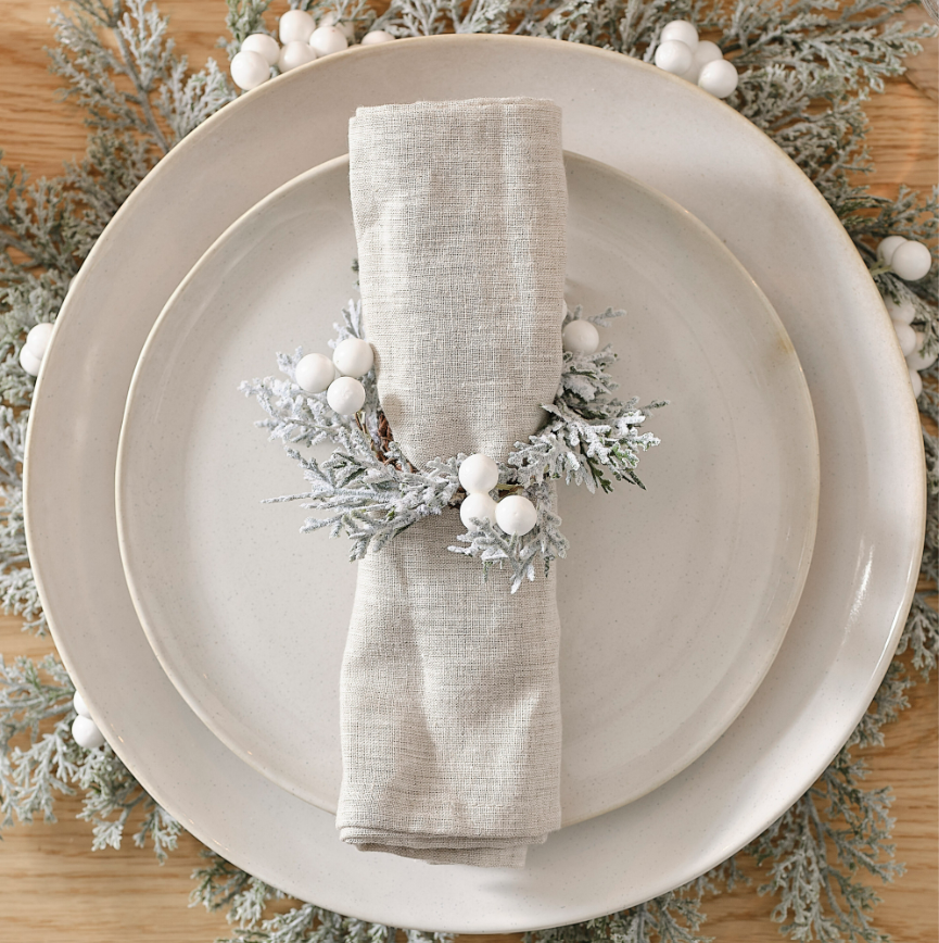 Foliage Christmas Napkin Rings with Berries