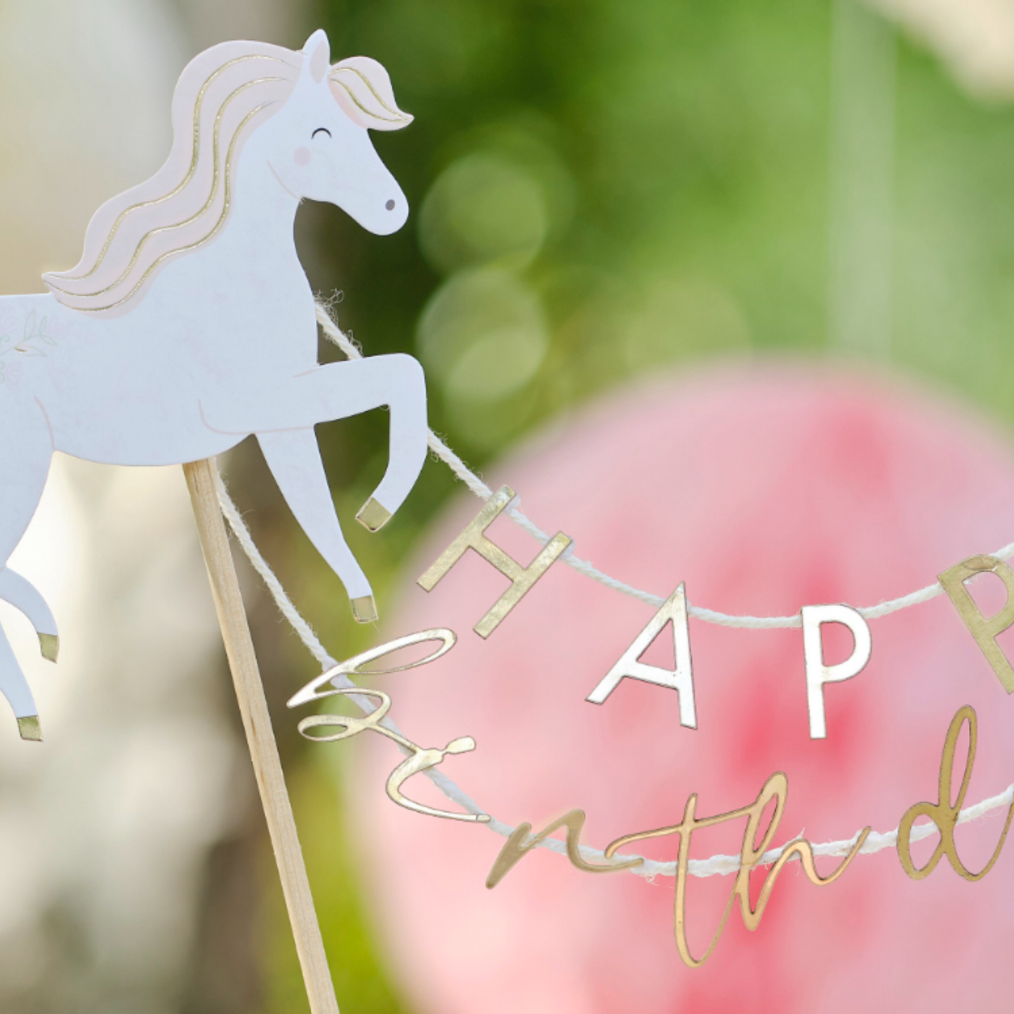 Princess Horse Happy Birthday Cake Topper