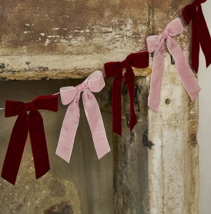 Pink & Red Velvet Bow Garland