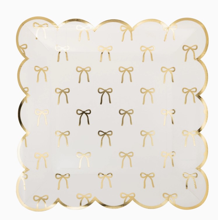 Gold Bows Paper Plate