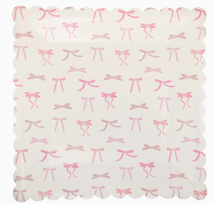 Pink Multi Bows Paper Plate