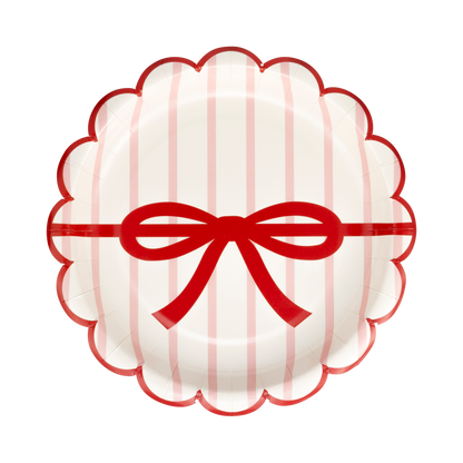 Red and Pink Green and Mint Stripes and Bow Dessert Plates