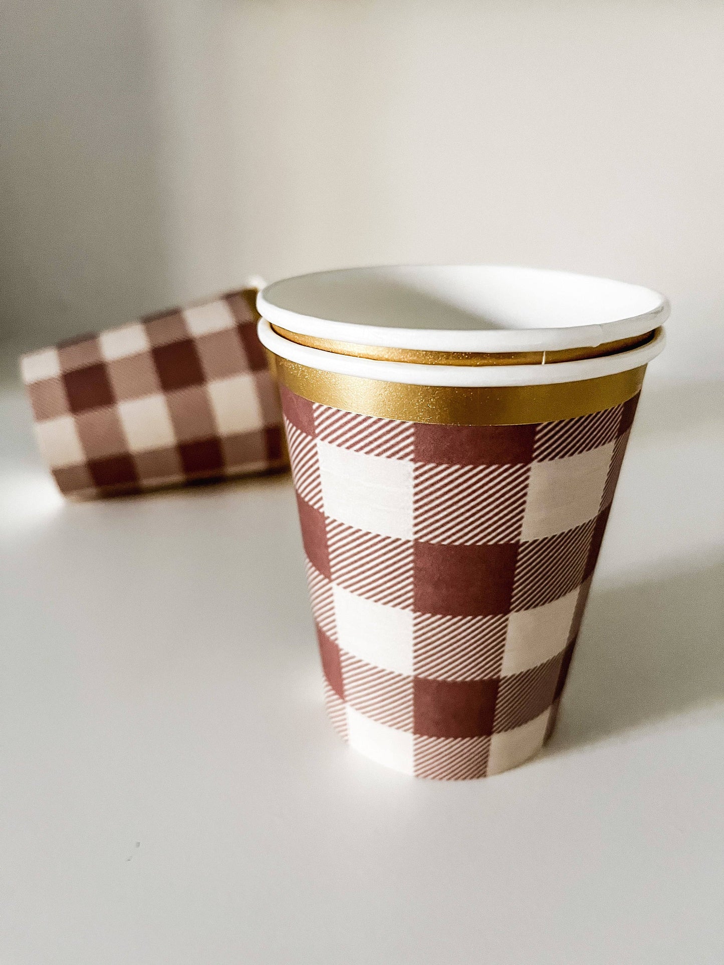 Fall Autumn Colour Plaid Paper Cups