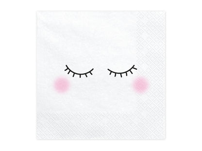 eyes closed, blush cheeks smile face napkins