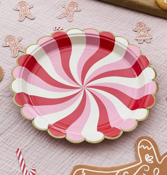 Red and Pink Candy Swirl Paper