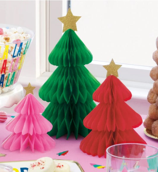 Vibrant Christmas Honeycomb Tree Centrepiece Decorations