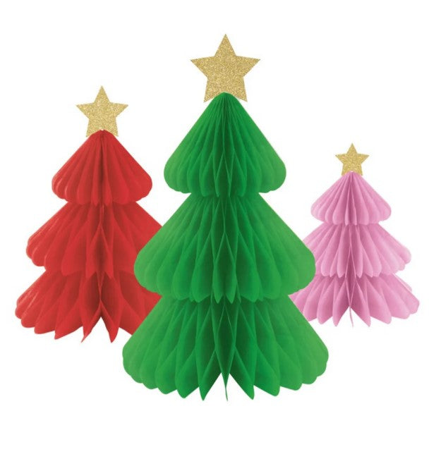 Vibrant Christmas Honeycomb Tree Centrepiece Decorations