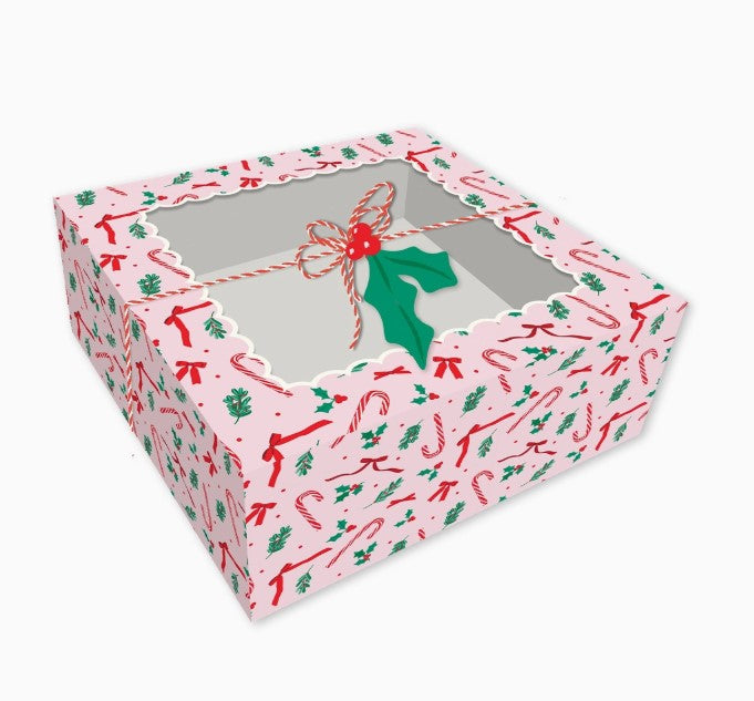 Pink Candy Cane and Holly Cookie Boxes