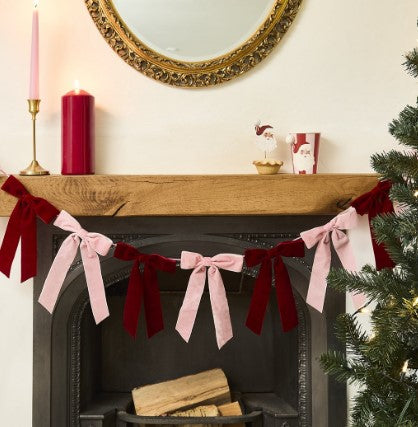 Pink & Red Velvet Bow Garland