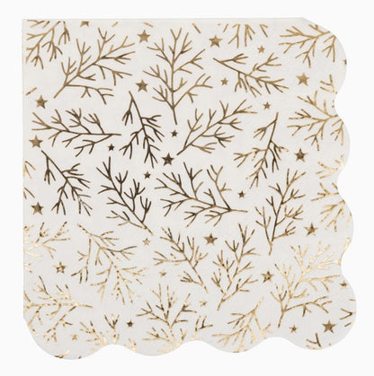 Foiled Sprigs and Foliage Cocktail Napkin