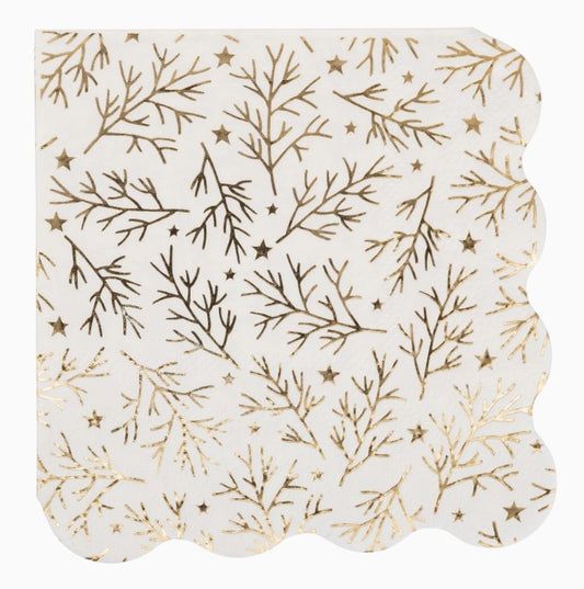 Foiled Sprigs and Foliage Cocktail Napkin