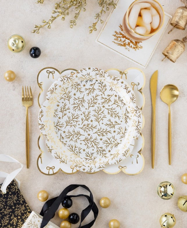 Gold Bows Paper Plate