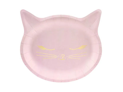 Pink with Gold accents Cat shape paper party plate