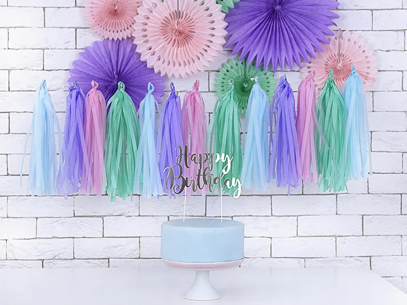 Pink, Sky-Blue, Green and Violent DIY Tassel Garland